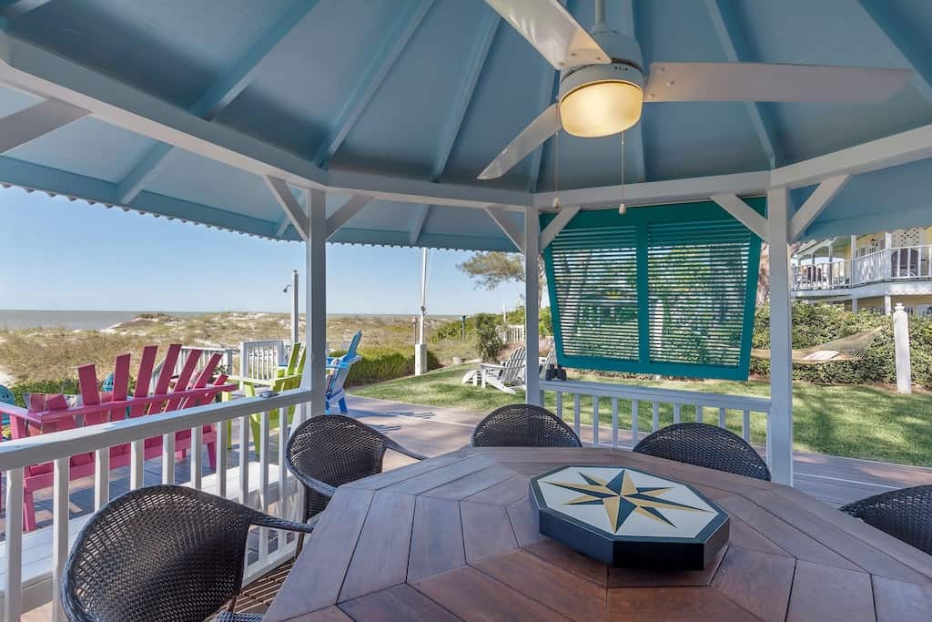 You are transported to a tranquil beachfront home at this property