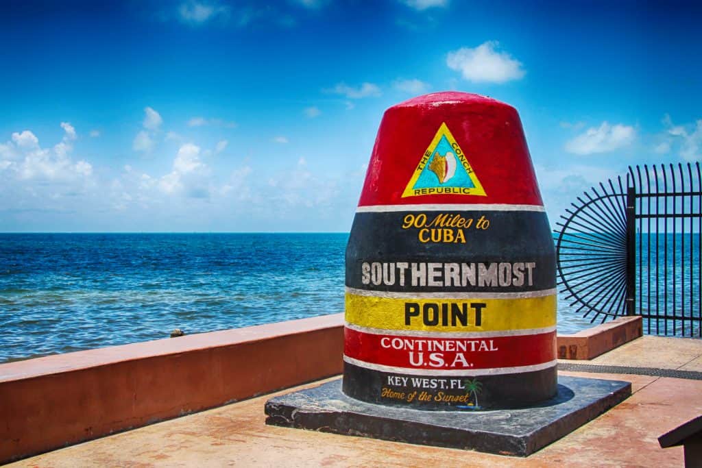 The southernmost point of the Continental USA in Key West, one of the best day trips from Miami.