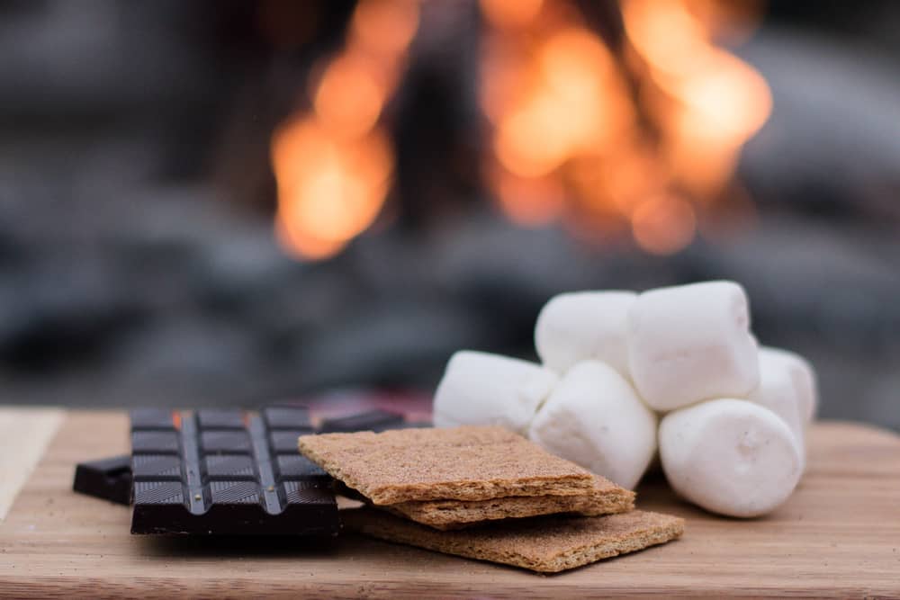 photo of smores in front of a campfire