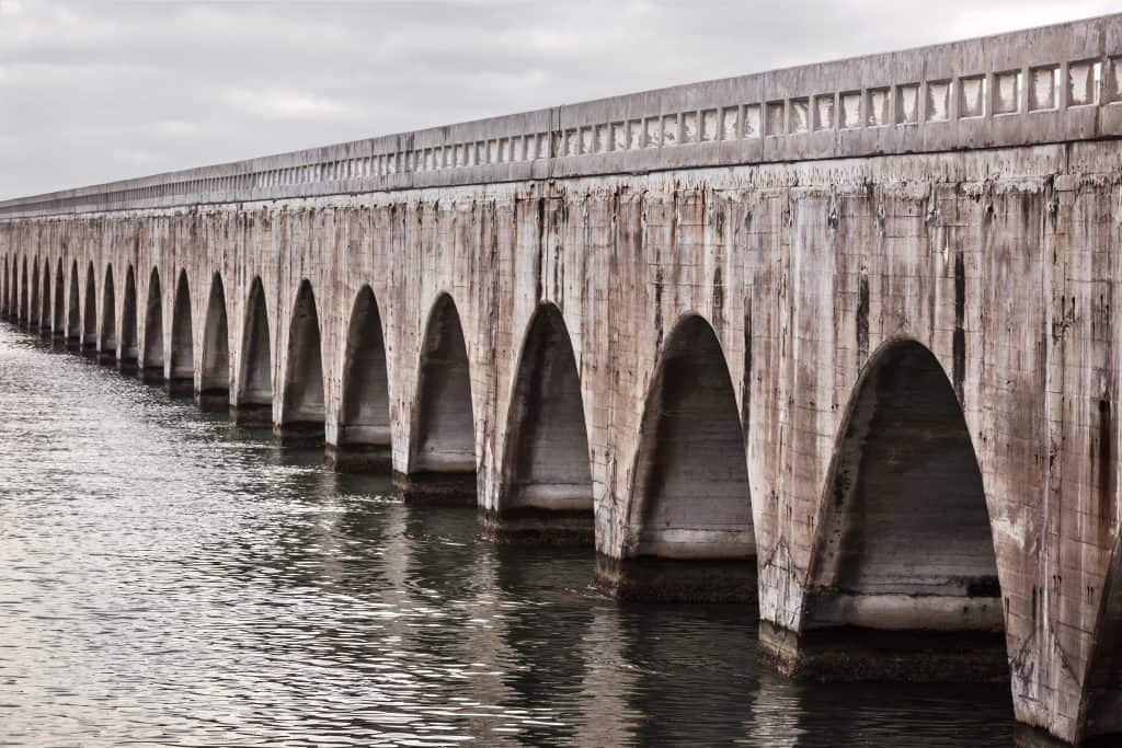 The Florida Keys Heritage Trail sits over the waters of Key Largo.