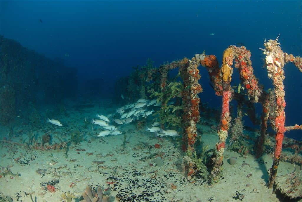 The remains of the Speigel Grove wreck, one of the best places to scuba dive in Key Largo.