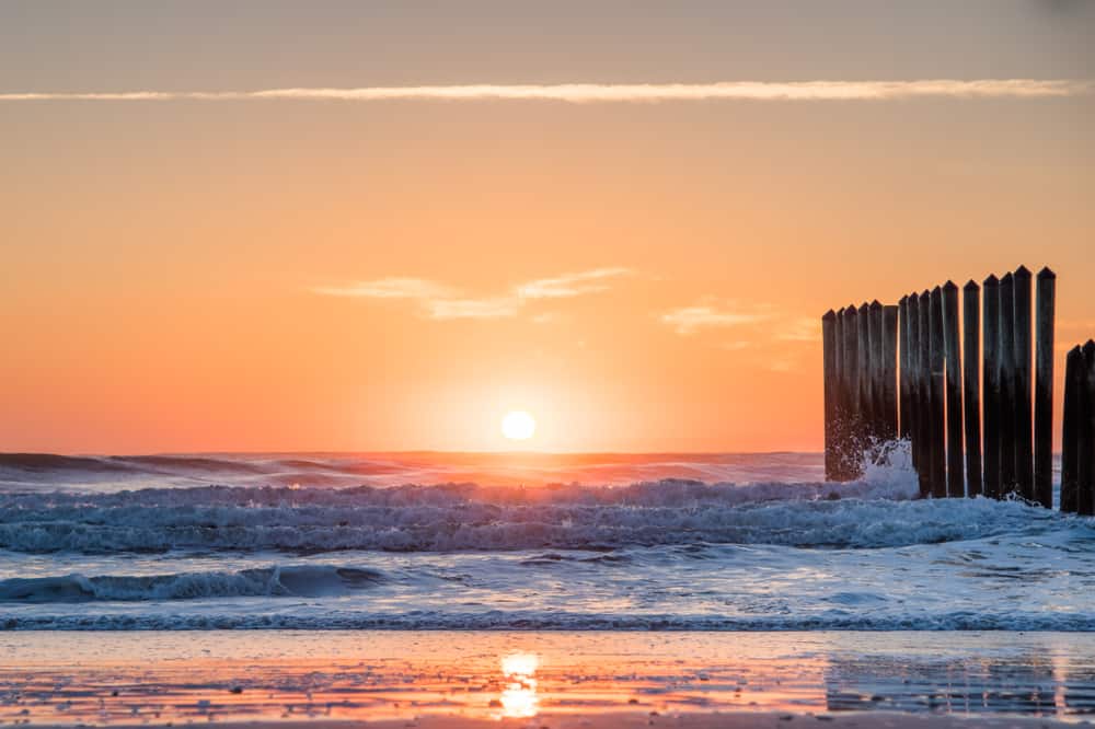 Poles in the ocean on Mayport Naval Station Beach.