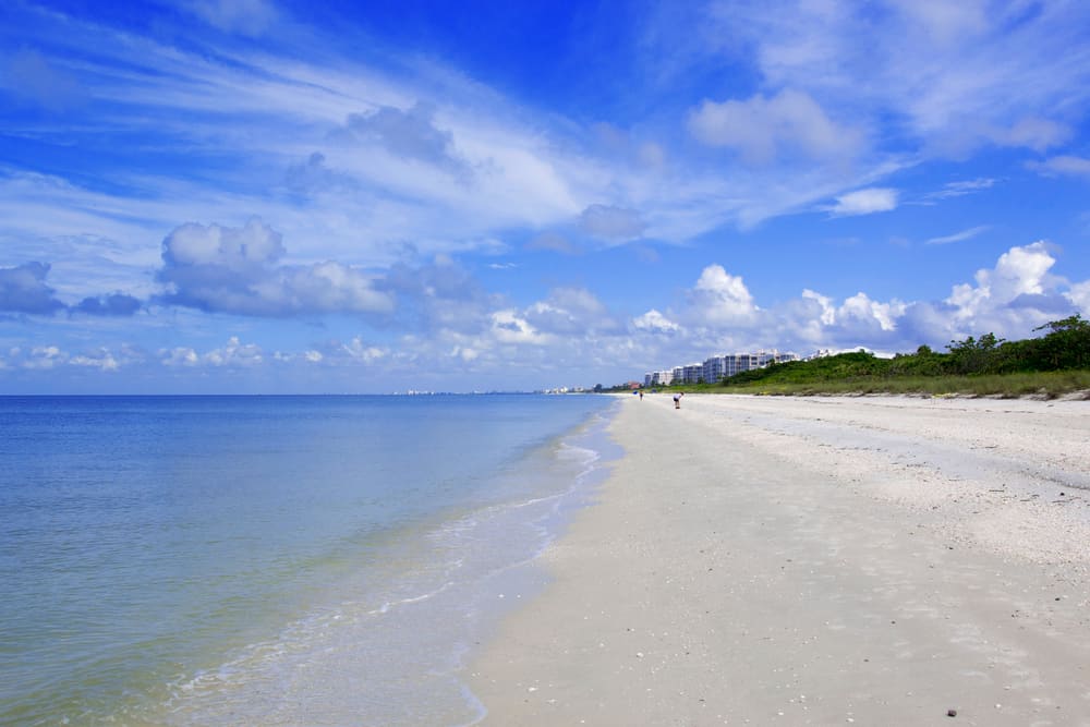 The shallow shore at Barefoot Beach in North Naples, Florida.