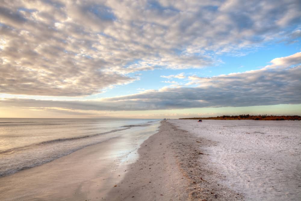 Clouds over the sand at Tigertail Beach on Marco Island.