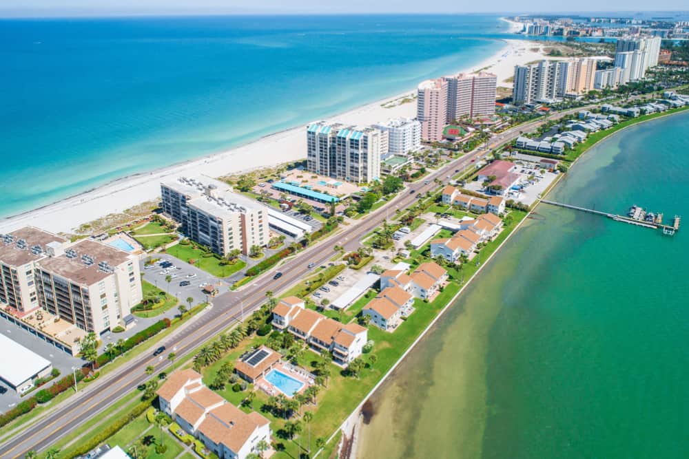 Top down view of beautiful boca raton beaches