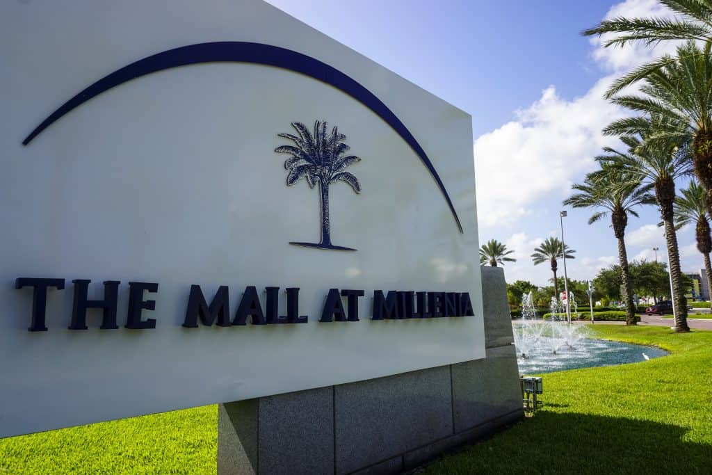 The Mall at Millenia sign on a sunny day.