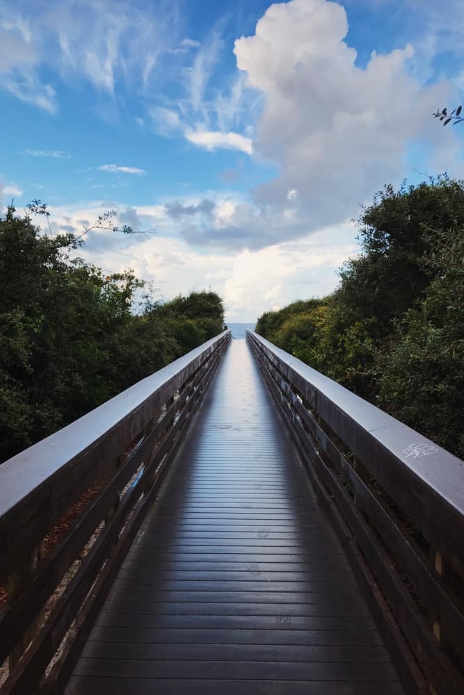 A wooden walkway leading to Seagrove Beach, one of the best things to do in Seaside, Florida.