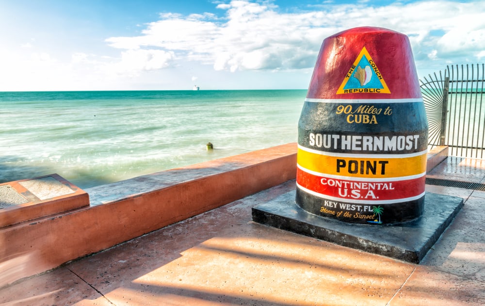 This concrete buoy marks the southernmost point of the continental US and is only 18 feet above sea level!