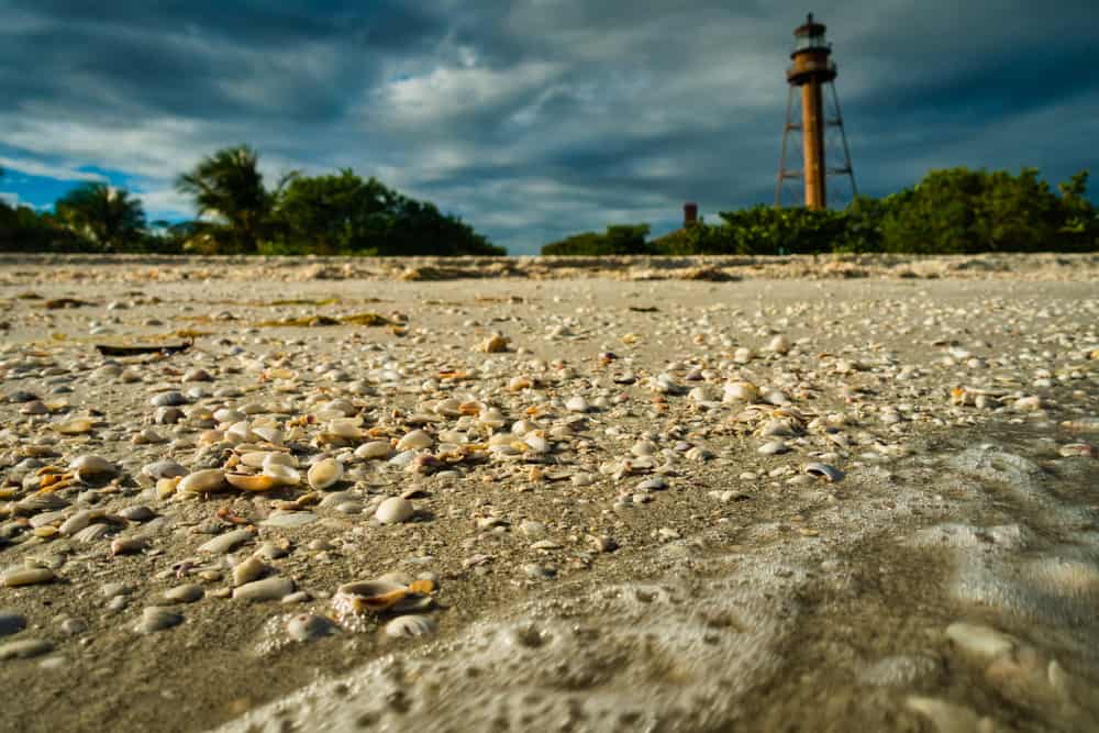 Photo of the lighthouse on the beach in one of the most popular beaches in Fort Myers, Sanibel Island 