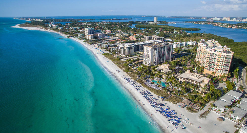 Aerial view of Lido Key Beach.