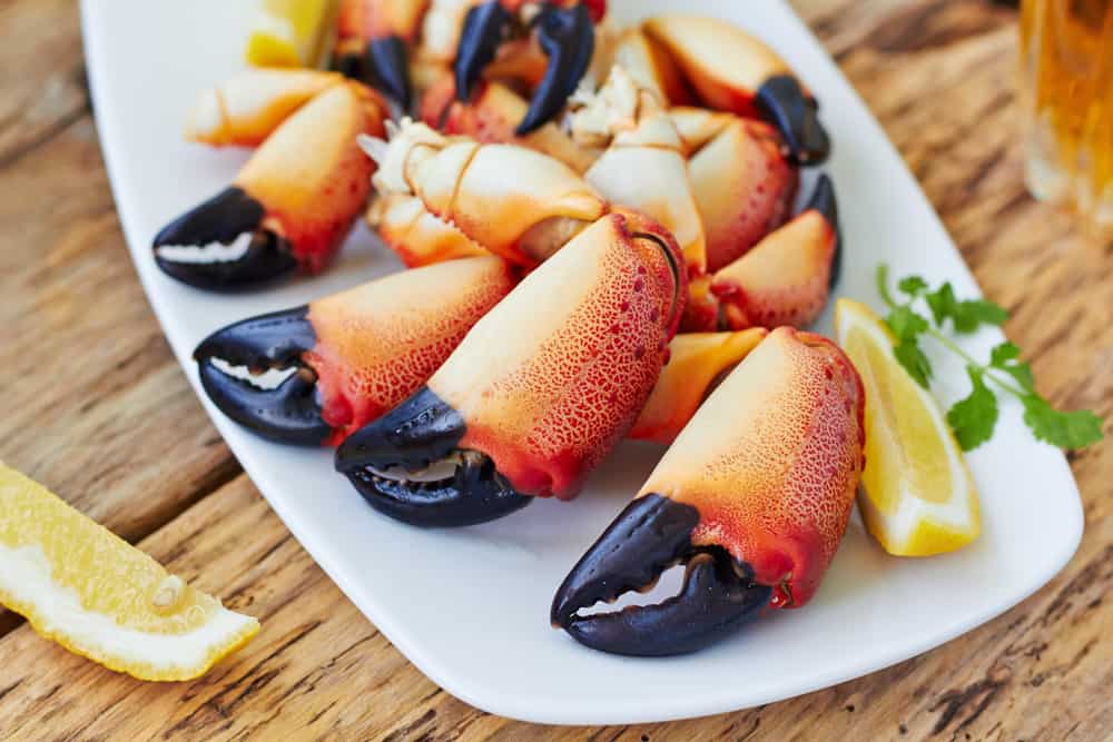 Stone crabs legs at one of the best restaurants in Miami for seafood, Joes Stone Crab. 