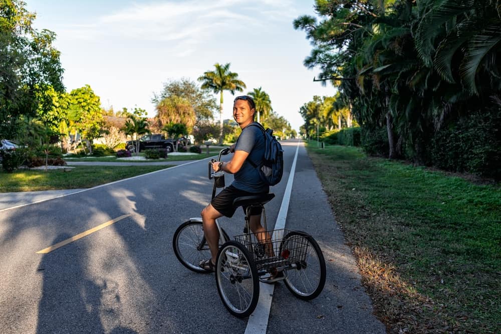 man on tricycle on bike trails in florida