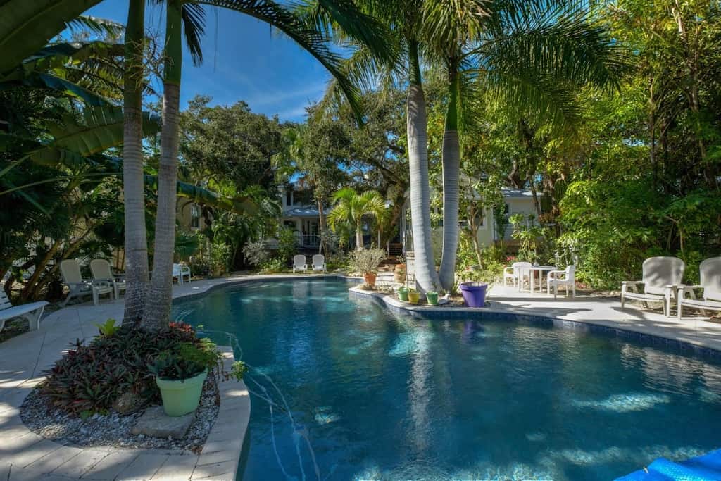 The second of two Siesta Key Cottages in Florida. This tropical oasis is a secluded two acre beachfront property.