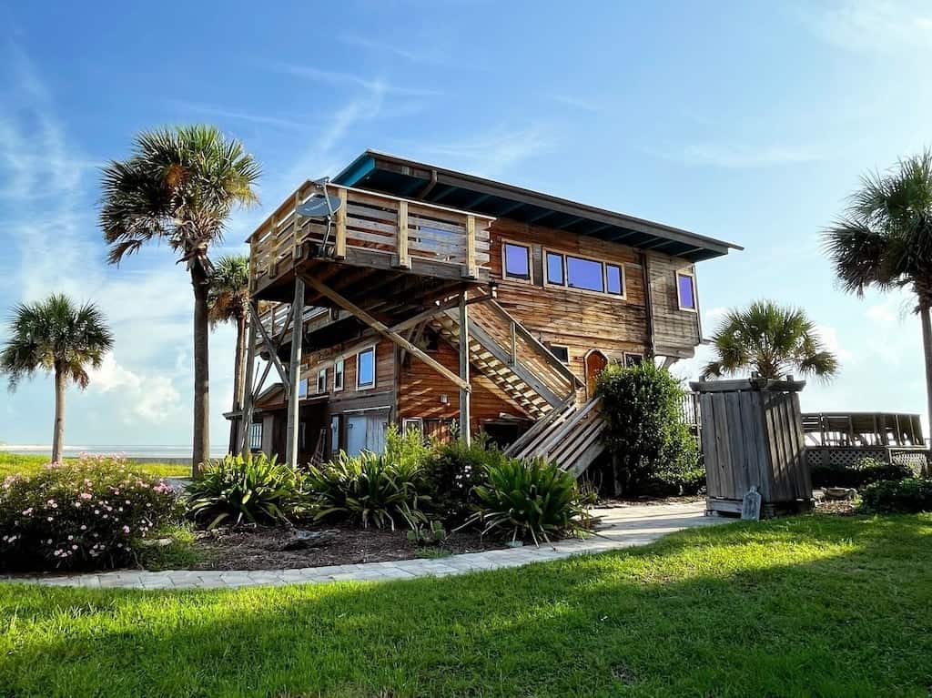This wooden three story beachfront treehouse is an oasis in St. Augustine 