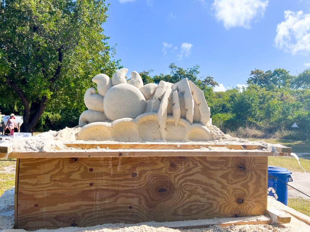 A sand sculpture of wildlife at Bahia Honda State Park.