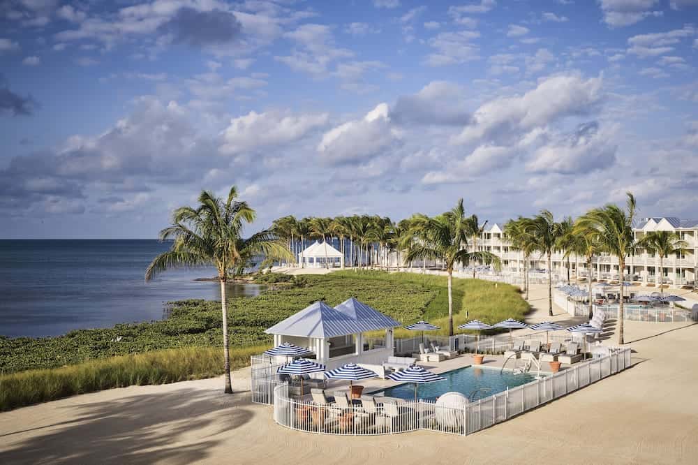 One of the many pools at Isla Bella Resort and Spa is close to the beach, which makes it a popular destination for Bahia Honda State Park visitors too.