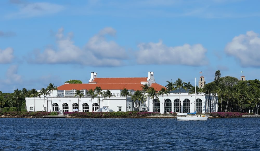 A white building on the water