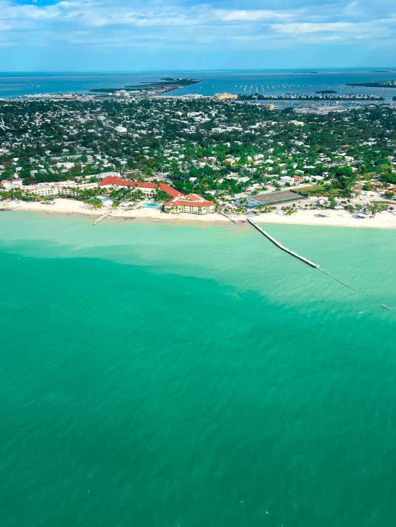 An arial view of Key West on a weekend getaway