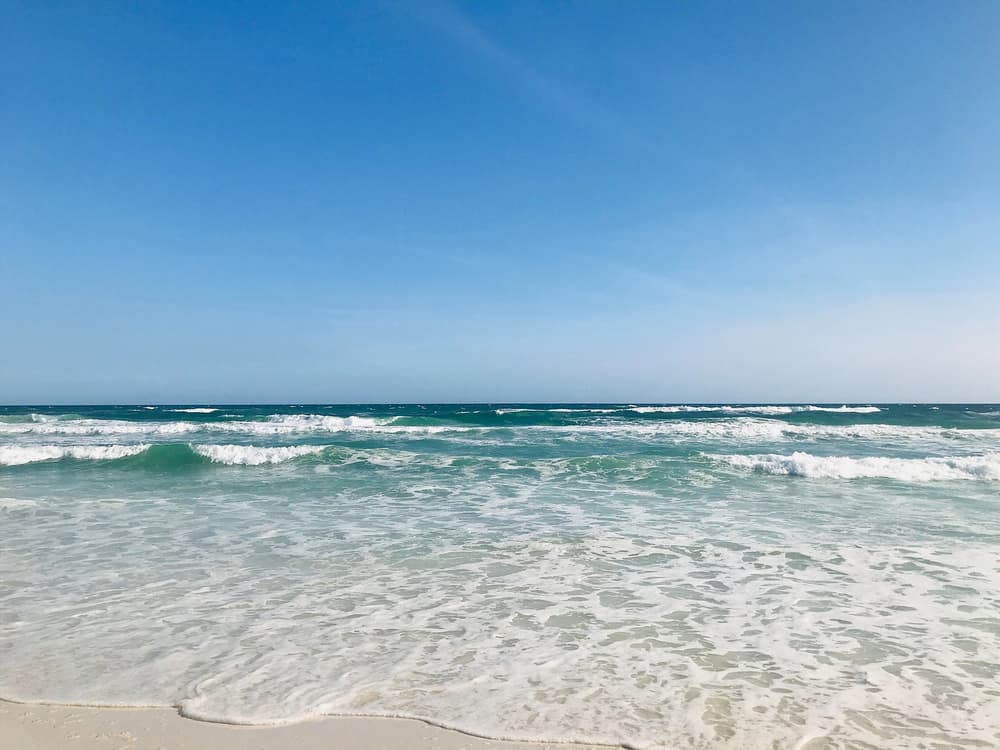 Blue, frothy waves land on the sands of  Grayton Beach, one of the best State Park Panhandle beaches.