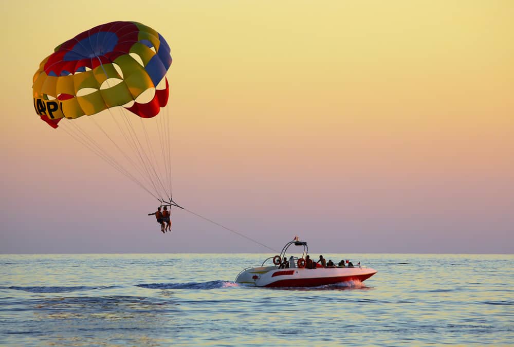 Parasailing over the Miami bay on a great date night in Miami