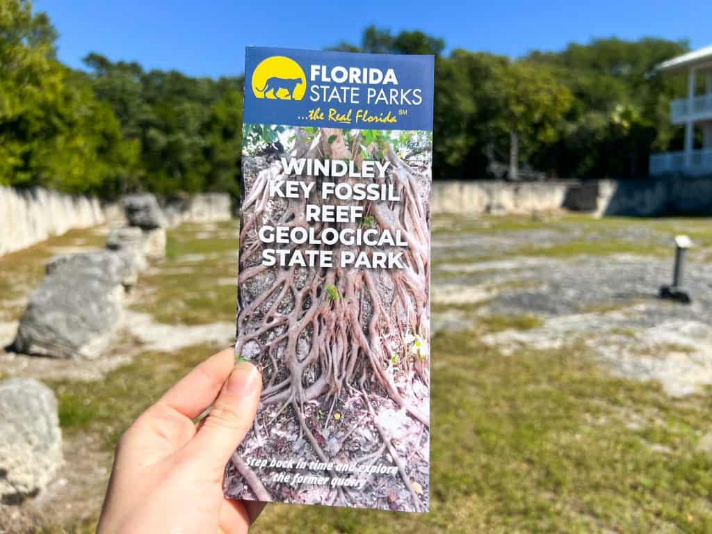 a girl holding a Windley Key fossil reef geological state park 