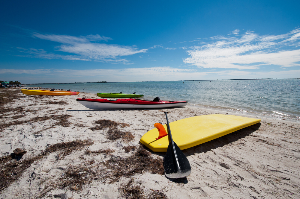 kayaking on the beach in honeymoon island