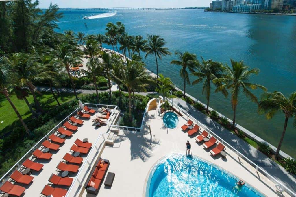 the gorgeous tree line views of the water from the Mandarin Oriental in Brickell