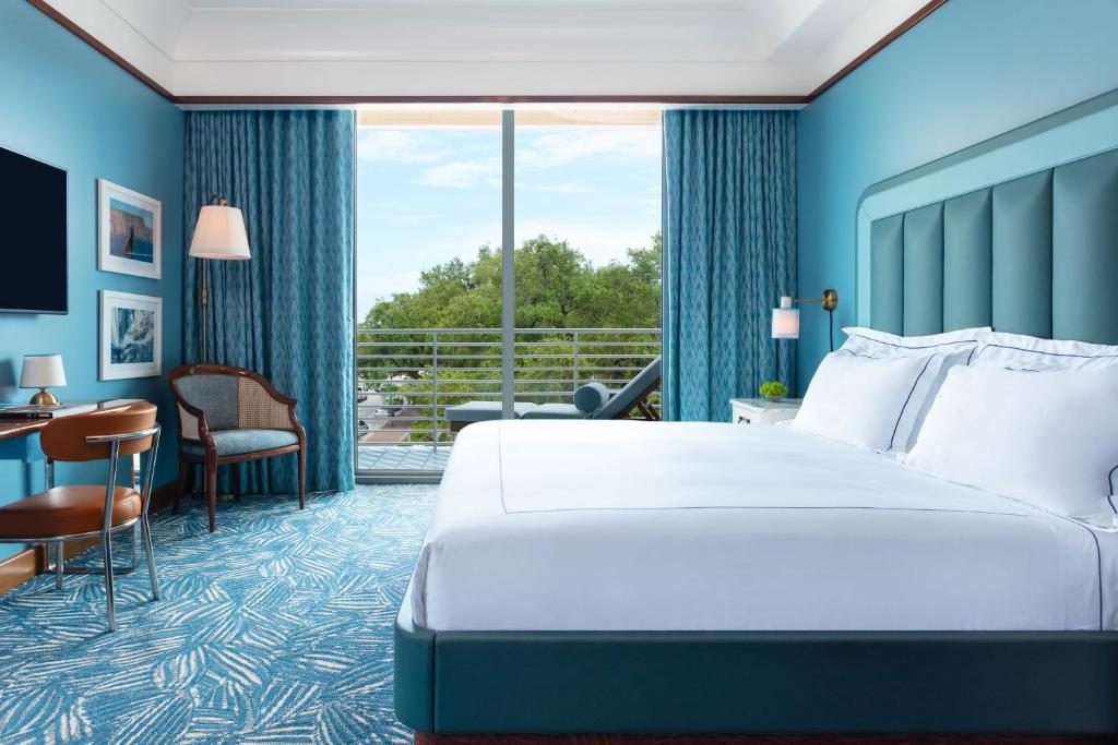 The nautical theme of the rooms at Mr. C is a luxury property in coconut grove