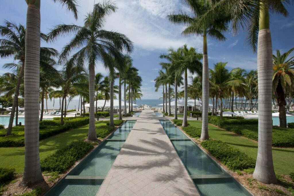 a beautiful landscaping job to accentuate the ocean and walkway through to it at one of the best resorts in the Florida Keys!