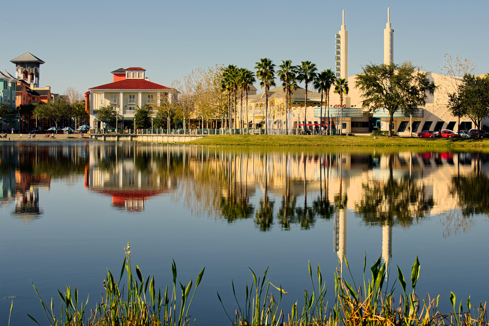 The gorgeous town of Celebration with the lake and surrounding town center