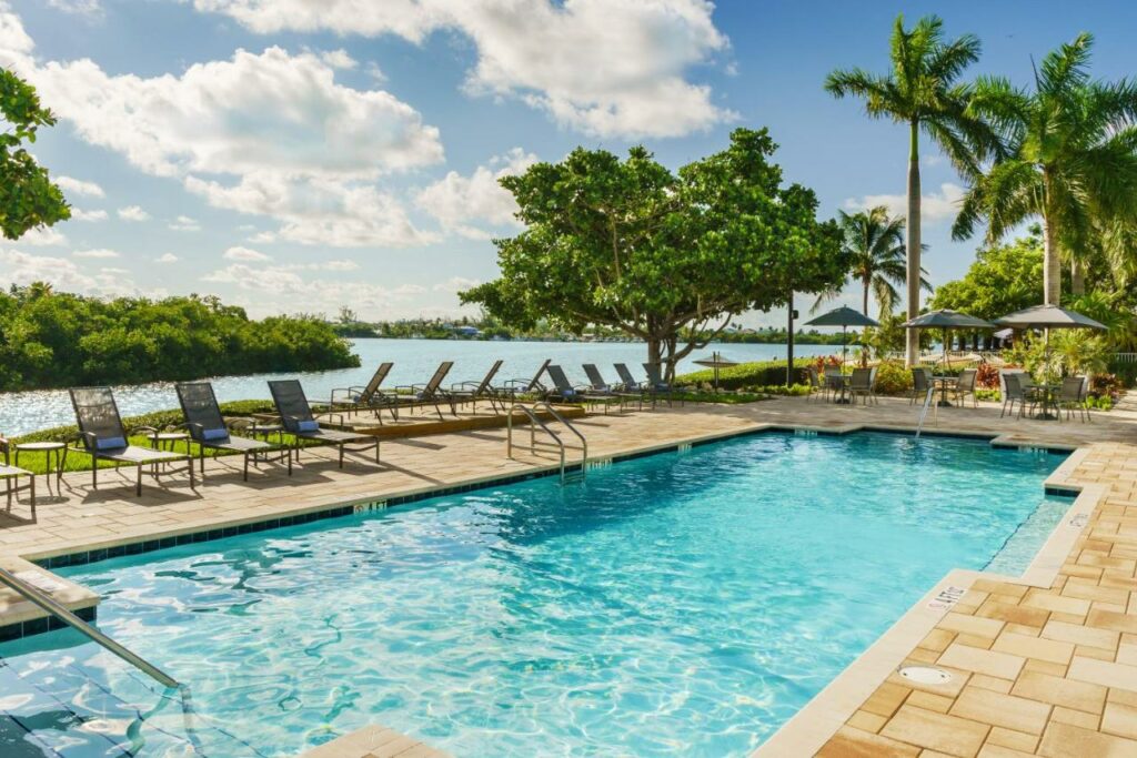 A photo of the pool area at the Fairfield By Marriott, where to stay in the Florida Keys