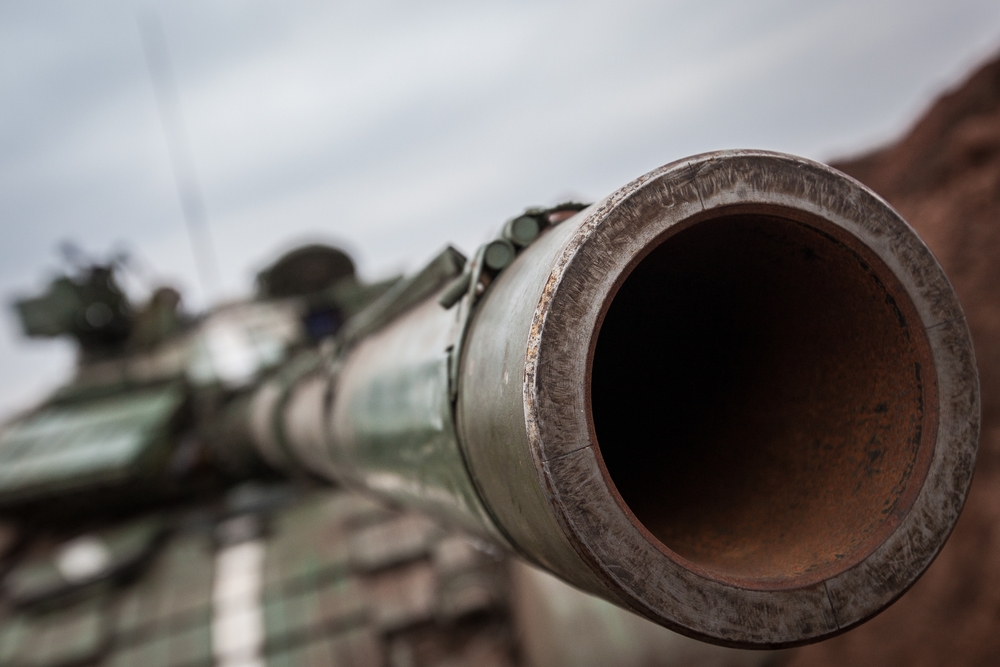 Close up of gun on a tank.