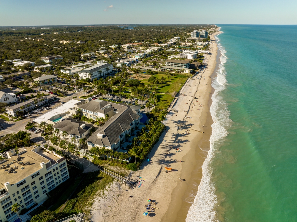 great aerial view of Vero Beach with gorgeous blue water and clean beaches!