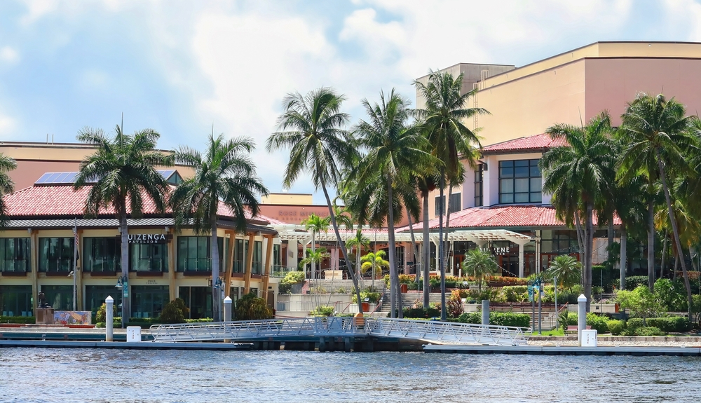 Palm trees guard the entrance to Broward Performing Arts Center, one of the best things to do in Fort Lauderdale.