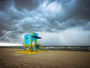 miami beach with a storm during florida in june