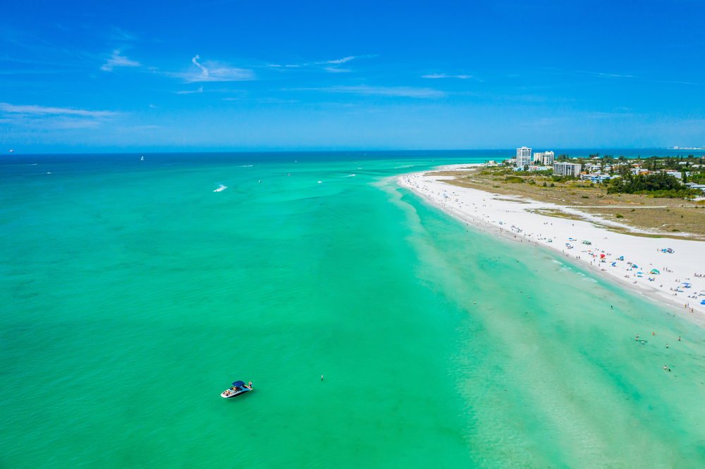 Siesta Key Beach Sarasota Florida  Bright Blue Water During April with White Sands