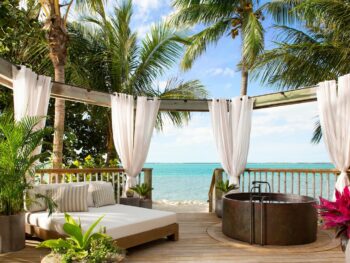 an outdoor suite at one of all inclusive prvivate island adults only resorts in Florida