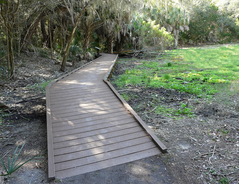 A wood plank trail leads to a prehistoric shell mound, visiting which is one of the best things to do in Cedar Key.