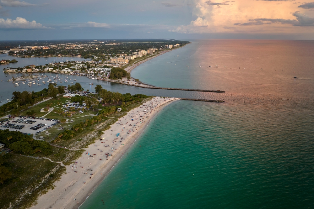 Aerial view of beach strip