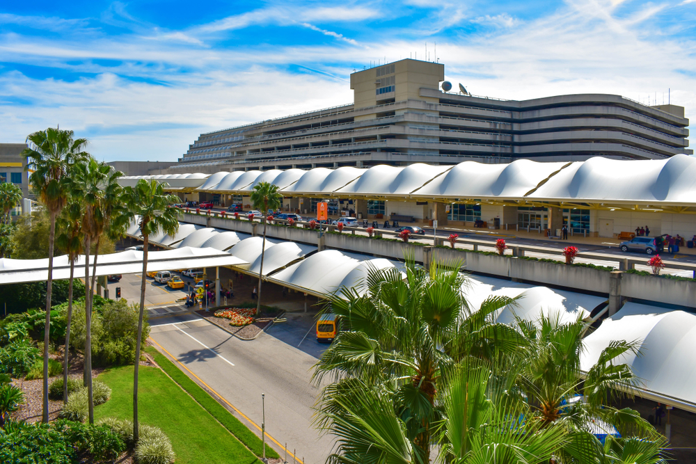Panoramic view of Terminal A , Parking building A at Orlando International Airport