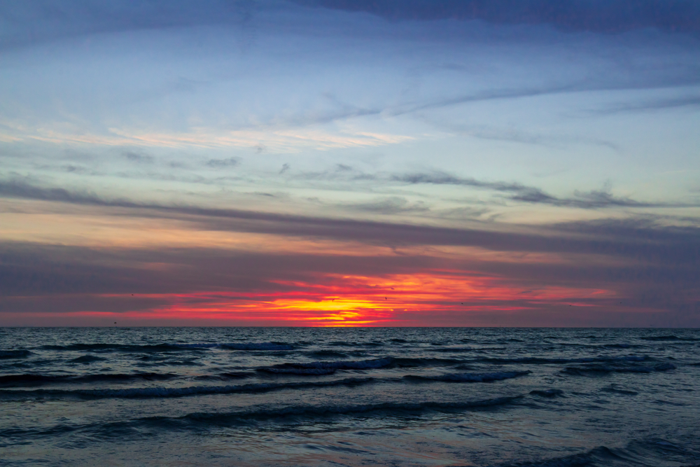 Warm Sunset On The Gulf of Mexico at Stickney Point at Crescent Beach Siesta Keys Florida