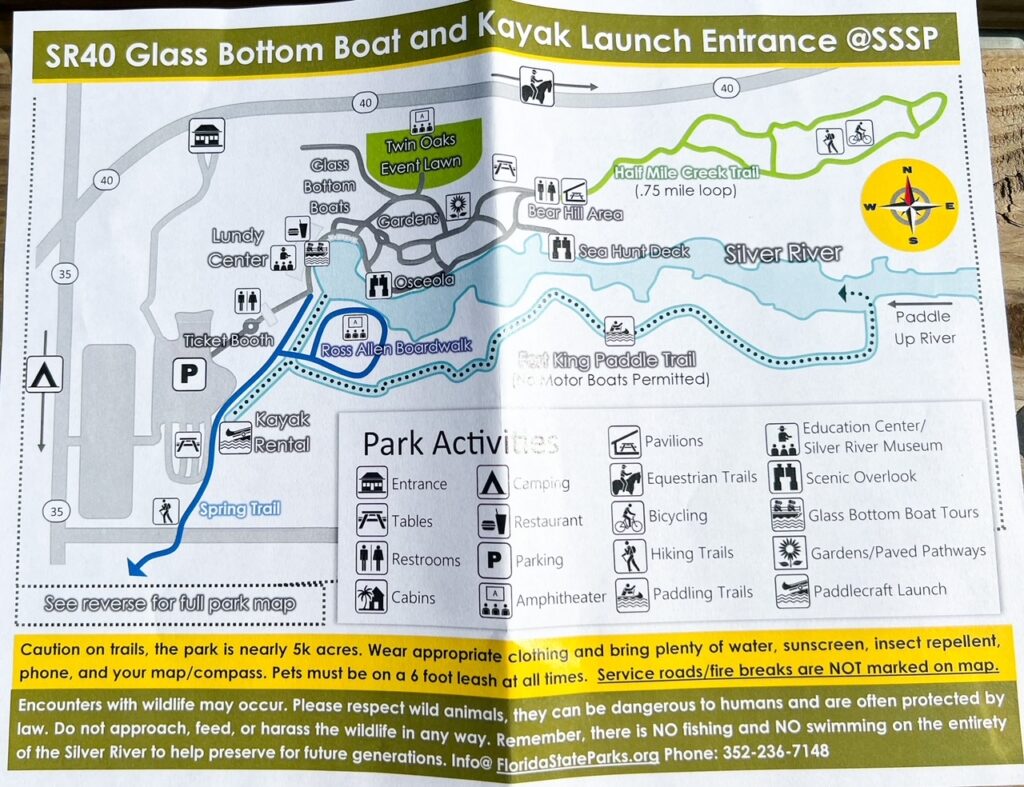 The silver springs state park map breaks down where the launches are, the arc of the tour, shows park activities and more.