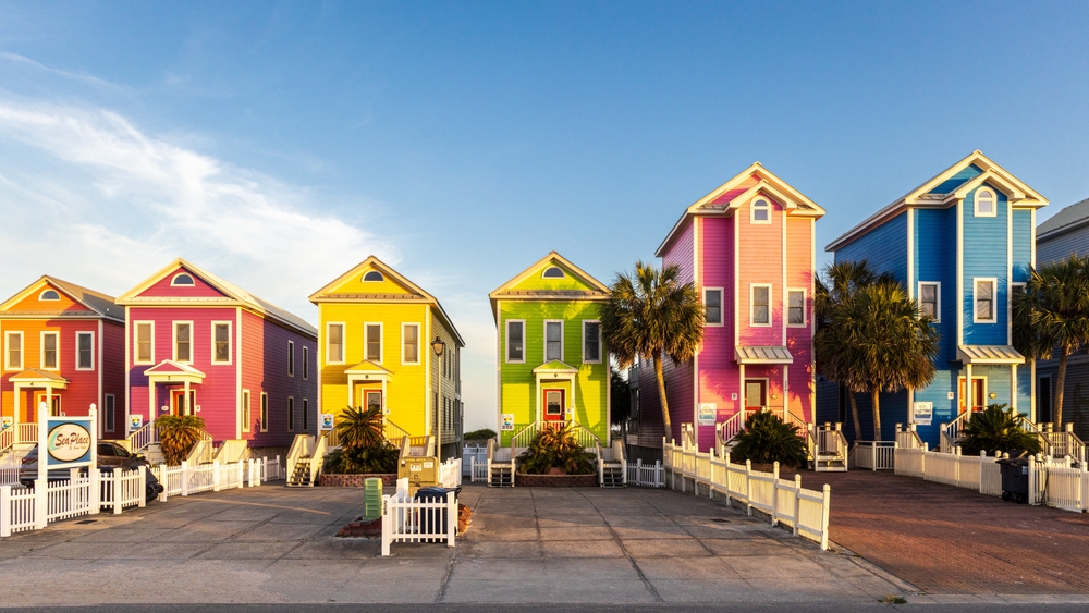 colorful homes on the island of St. George off the coast of Florida 