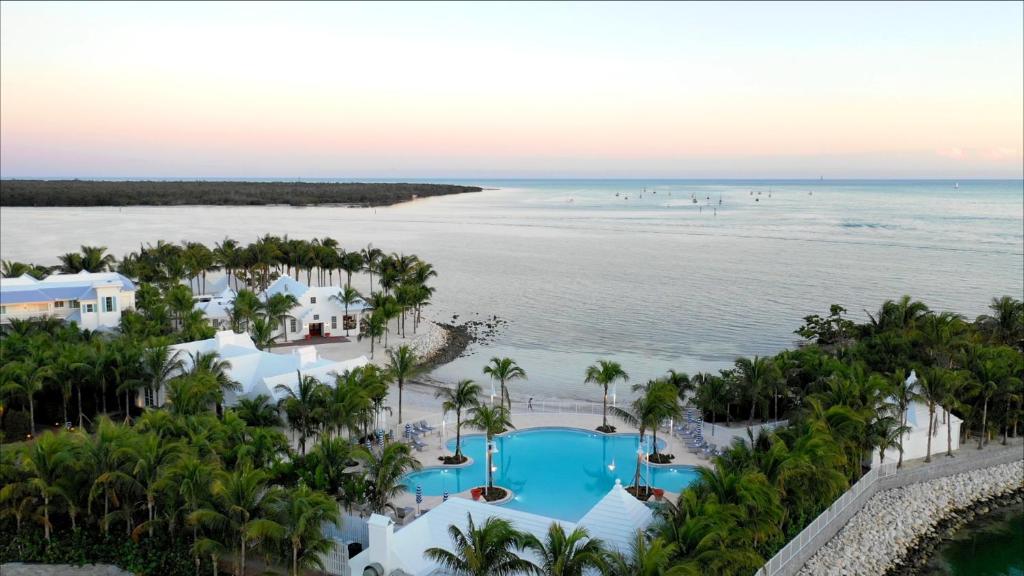 View from above of a beautiful hotel and private pool. One of the Florida hotels with a private beach. 