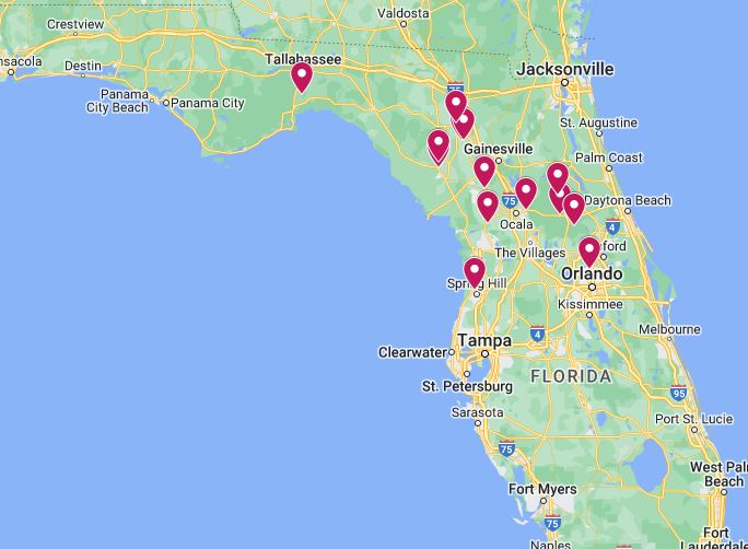 A map of the 15 best Florida springs with camping