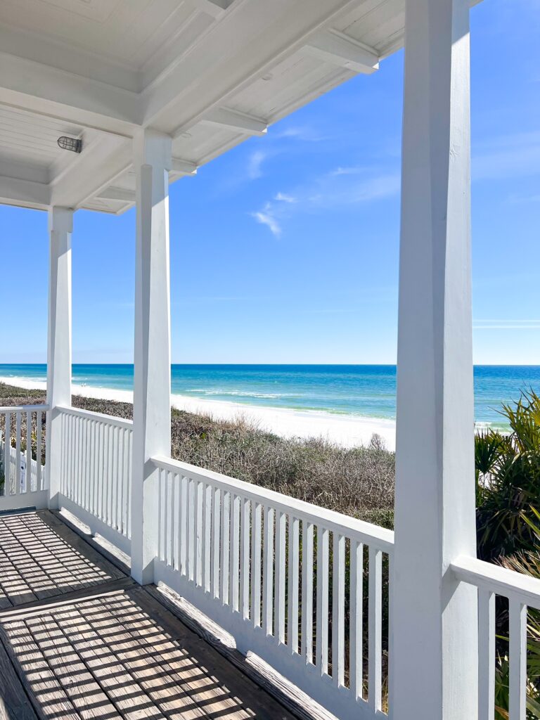 a view of the porch of one of the vacation rentals along 30A