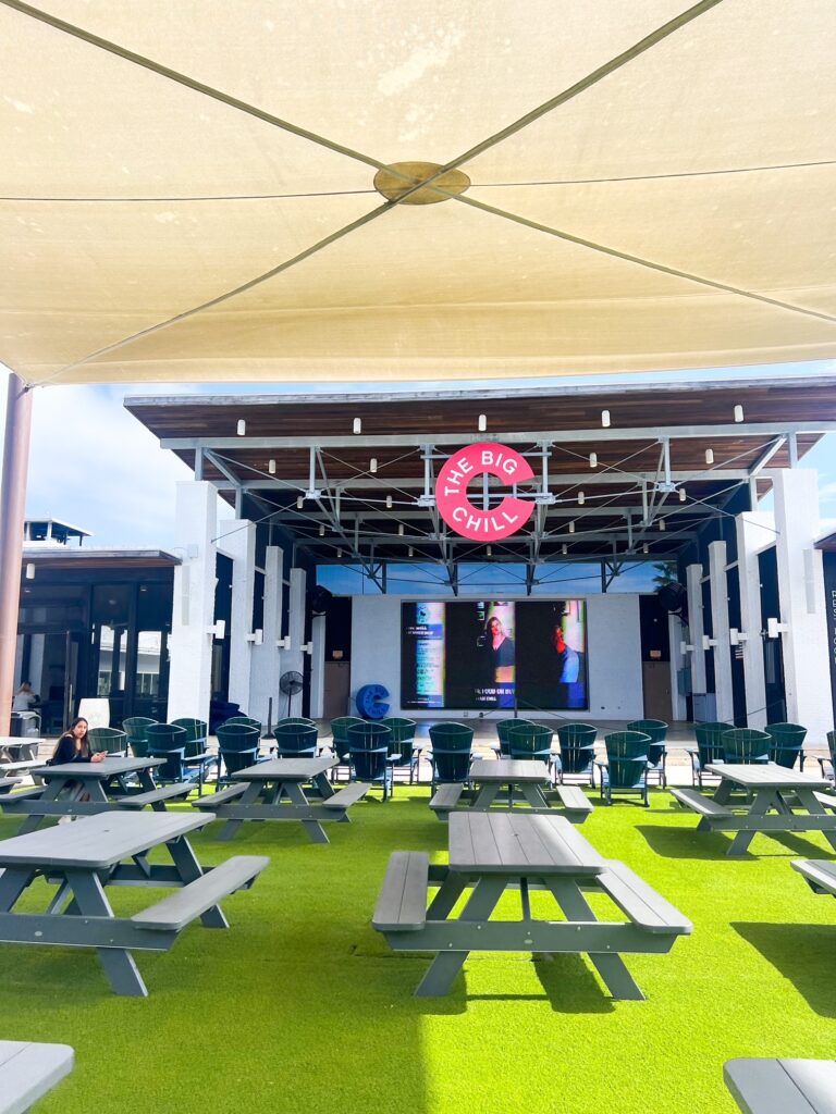 the outdoor area of the big chill is located next door