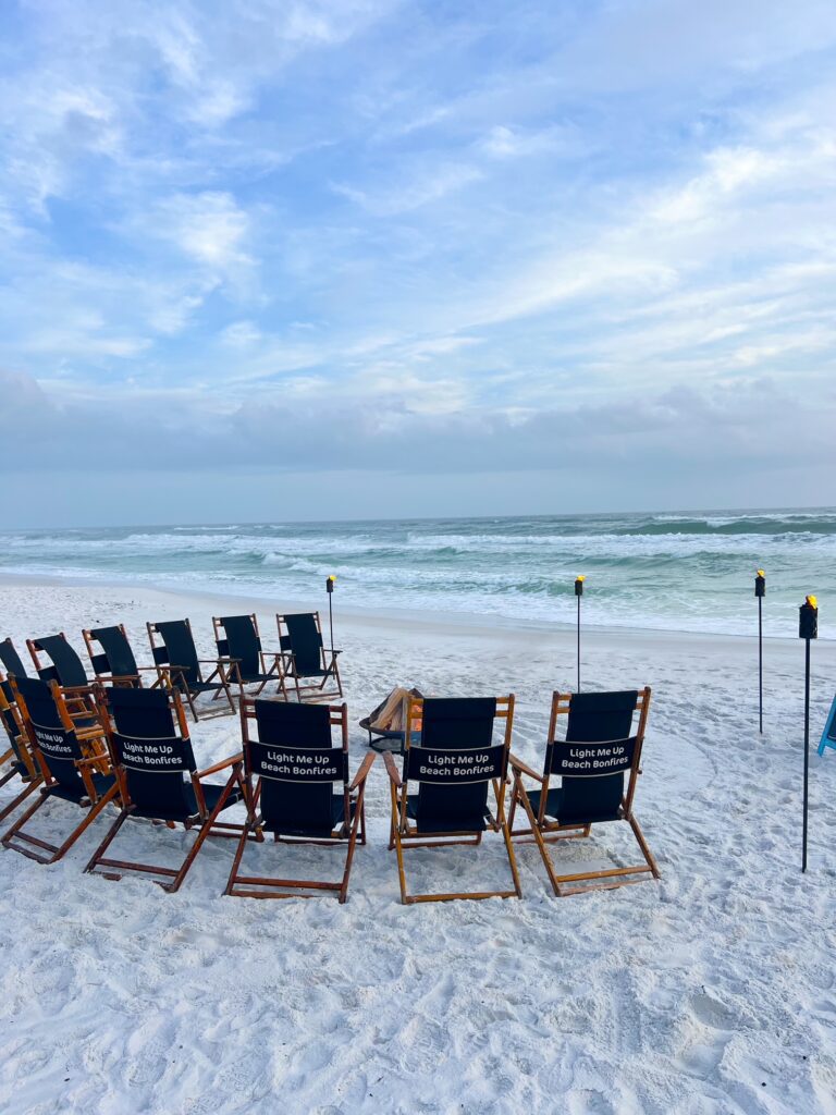 enjoy a beach bonfire along 30A with the correct permit a bunch of chairs and a fire pit on the beach