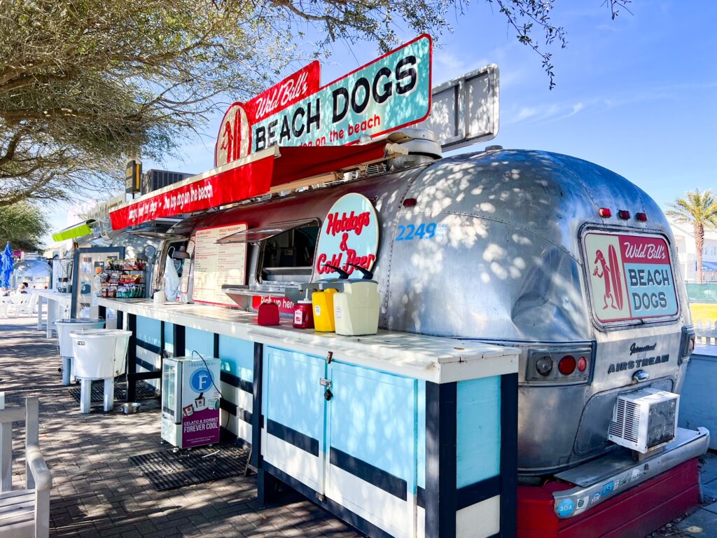 one of the food airstream trailers in Seaside serving beach dogs