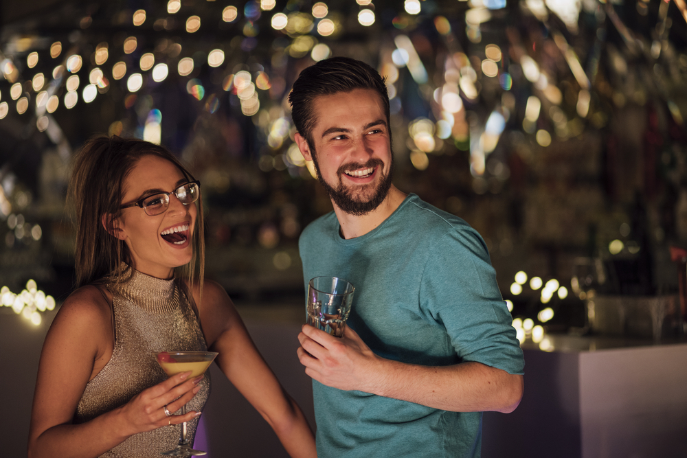 couple in a bar at night in Florida 